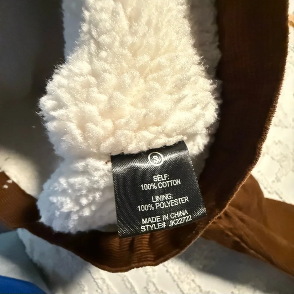 Fashion Nova Brown Corduroy Teddy Jacket with White Collar Size S